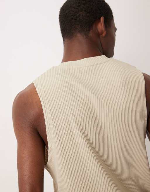 ASOS DESIGN - Beige tanktop i superkraftig ribstrik i regular fit , 3 af 4