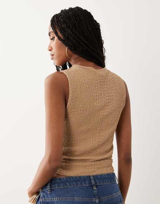 ASOS DESIGN - Beige tanktop med rynker og tekstur - Del af sæt, 4 af 4