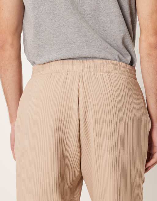ASOS DESIGN - Beige tapered bukser med plisseringer - Del af sæt, 4 af 5