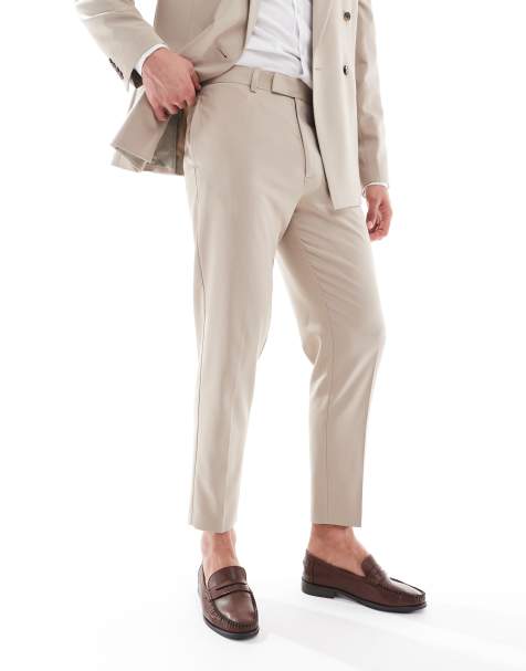 ASOS DESIGN - Beige tapered habitbukser - view 1