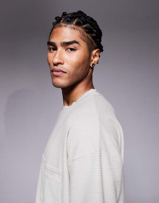 ASOS DESIGN - Beige tekstureret oversized firkantet T-shirt med lommedetalje, 4 af 5