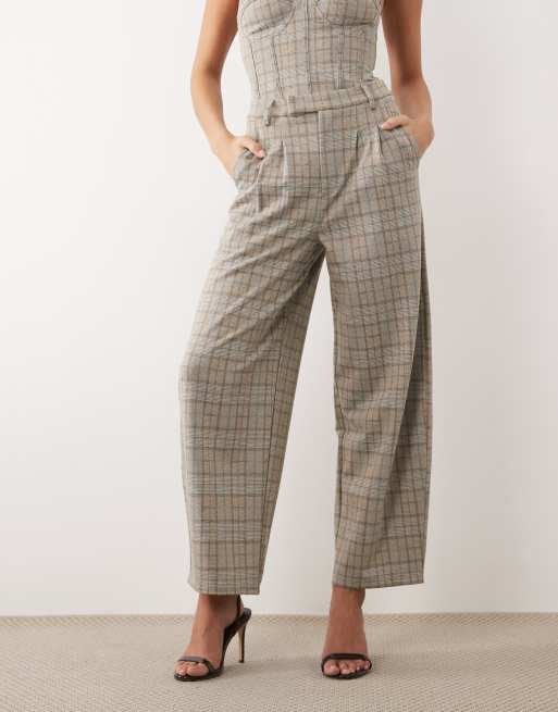ASOS DESIGN - Beige ternede bukser i børstet materiale med tøndeformede ben - Del af sæt, 2 af 5