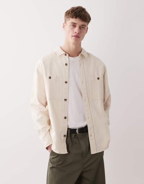 ASOS DESIGN – Beige, texturerad overshirt - view 1