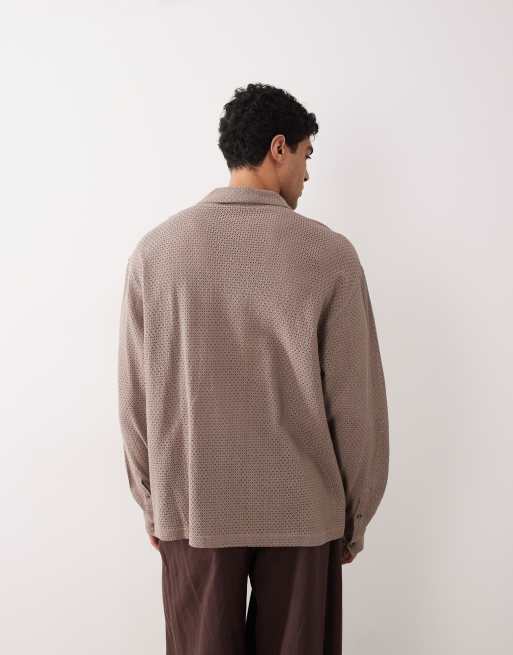 ASOS DESIGN – Beige, texturerad skjorta i oversize med platt krage, 5 av 5