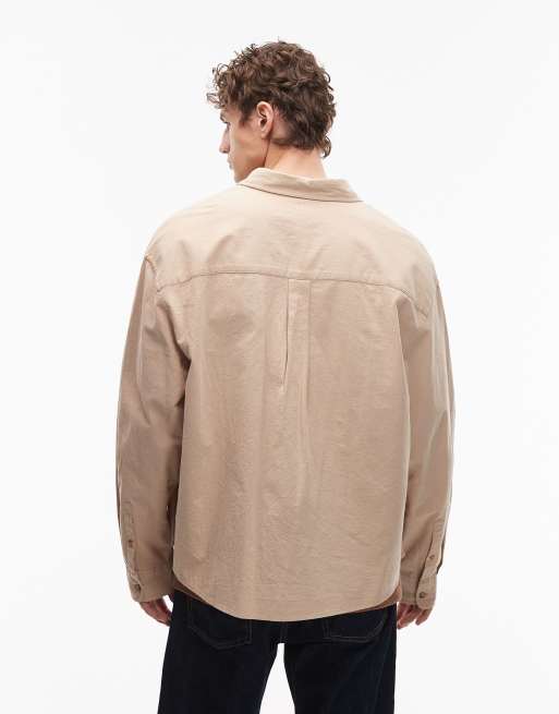 ASOS DESIGN – Beige, texturerad skjorta i oversize, 3 av 5