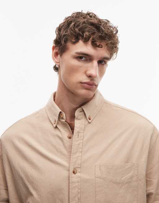 ASOS DESIGN – Beige, texturerad skjorta i oversize, 4 av 5