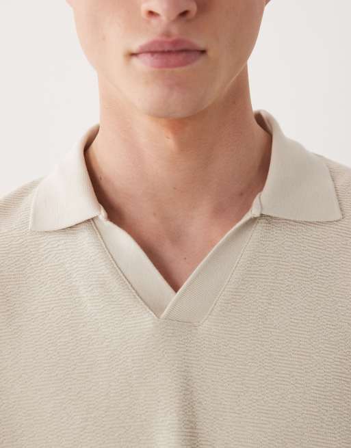 ASOS DESIGN – Beige, texturerad, superkraftig pikétröja i oversize med boxig passform, 3 av 5