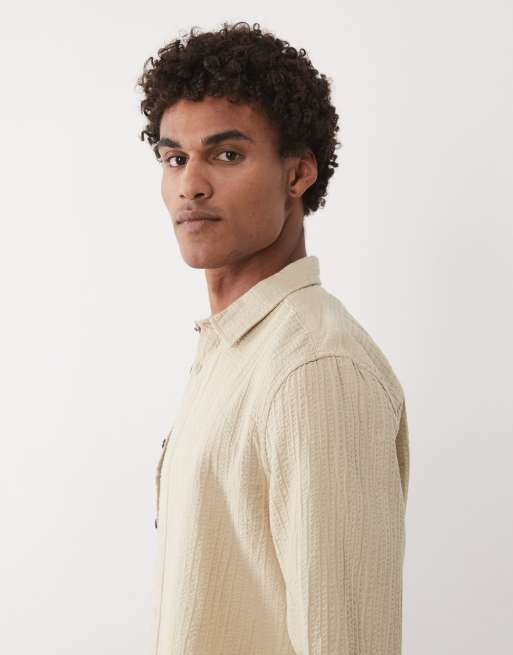 ASOS DESIGN – Beige, texturerade skjorta i regular fit, 3 av 5