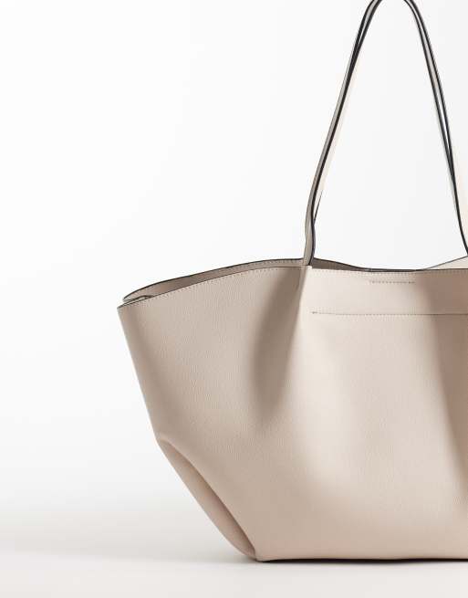 ASOS DESIGN - Beige tote med sammenklemte sømdetaljer, 4 af 4