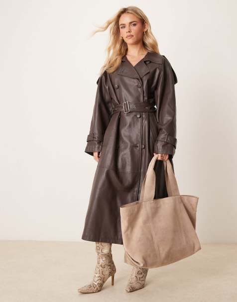 ASOS DESIGN - Beige totebag i firkantet form i ruskind - view 1