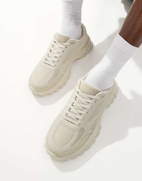 ASOS DESIGN – Beige träningsskor med meshpaneler - view 1
