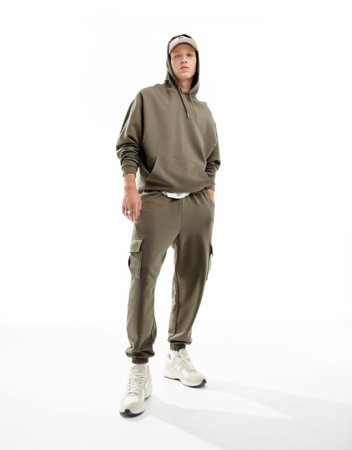 ASOS DESIGN - Beige træningssæt med oversized hættetrøje og afslappede joggingbukser