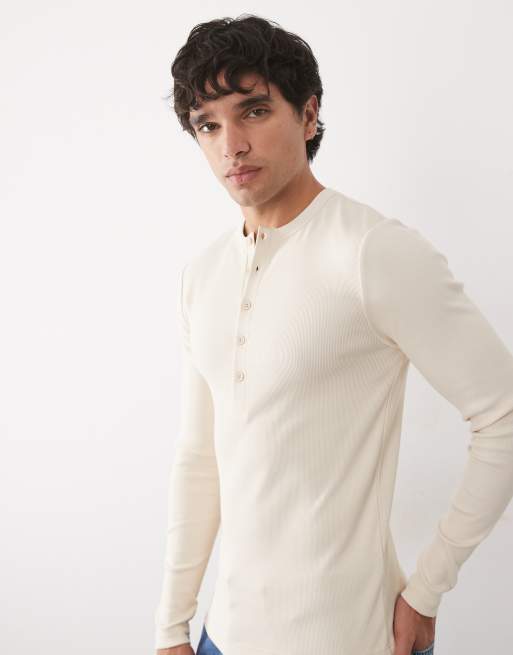 ASOS DESIGN - Beige tætsiddende og langærmet henley-T-shirt, 4 af 5