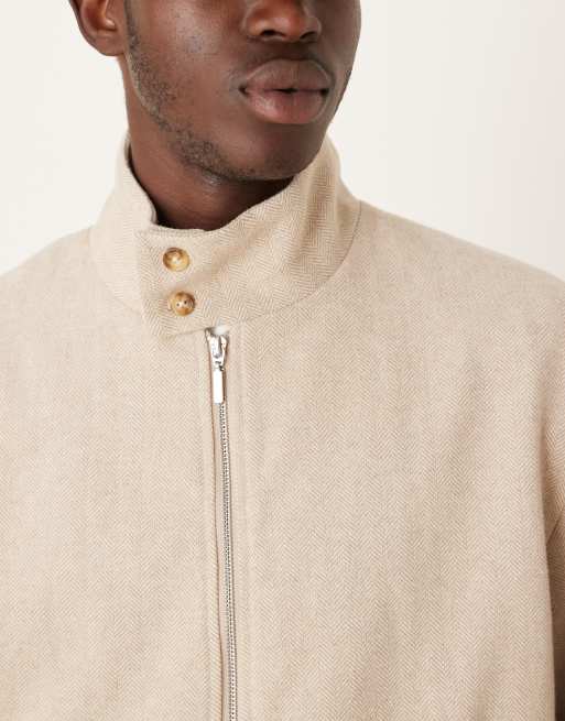 ASOS DESIGN – Beige, uppklädd blusjacka med fiskbensmönster, del av set, 4 av 5