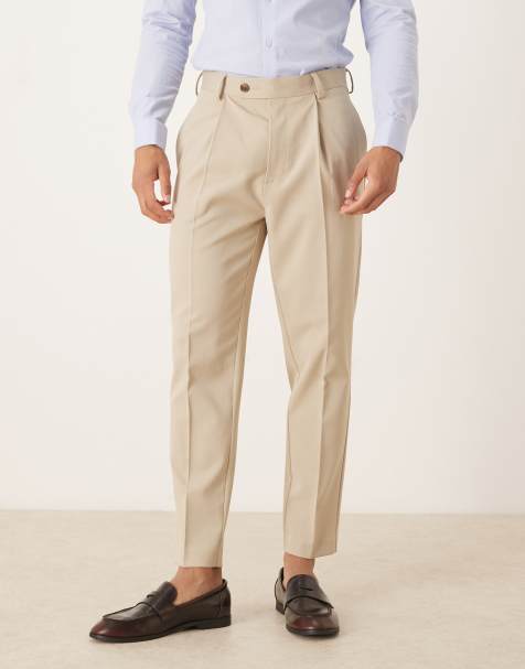ASOS DESIGN – Beige, uppklädda chinos med avsmalnande passform - view 1