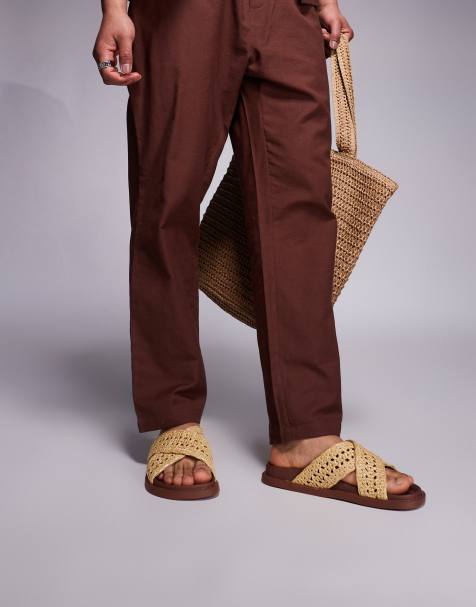 ASOS DESIGN – Beige, vävda sandaler med korsade remmar - view 1