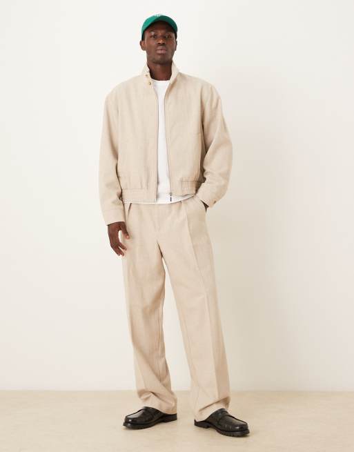 ASOS DESIGN – Beige, vida finbyxor med fiskbensmönster, del av set, 2 av 5