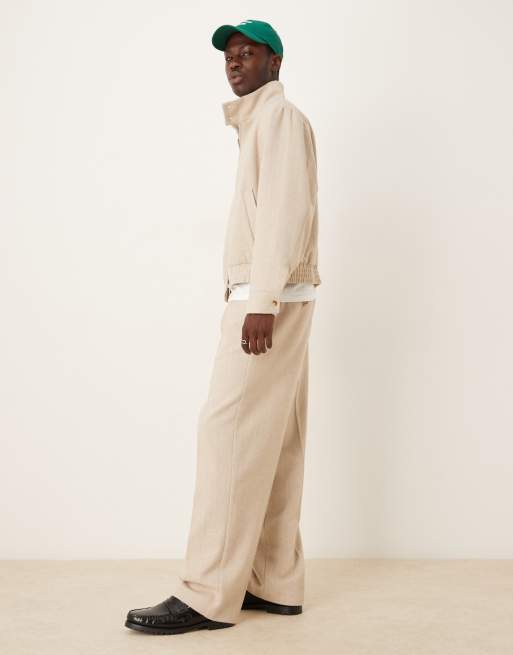 ASOS DESIGN – Beige, vida finbyxor med fiskbensmönster, del av set, 3 av 5
