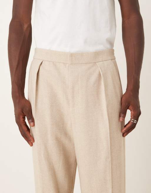 ASOS DESIGN – Beige, vida finbyxor med fiskbensmönster, del av set, 5 av 5