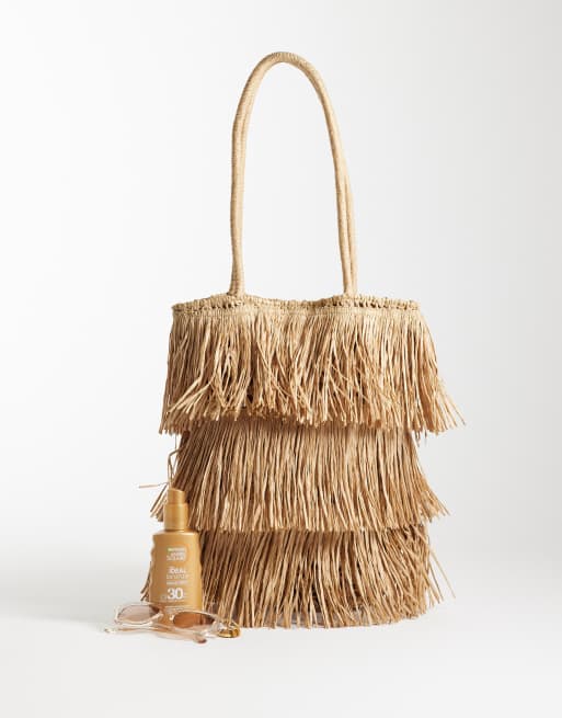 ASOS DESIGN – Beige, virkad toteväska i strå, 2 av 4
