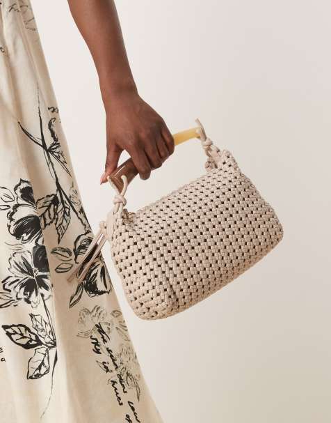ASOS DESIGN - Beige vævet taske med resinhåndtag - view 1