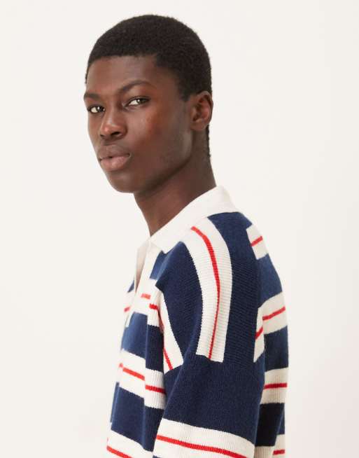 ASOS DESIGN – Beigerandig, stickad pikétröja utan knäppning i oversize med boxig passform, 4 av 5