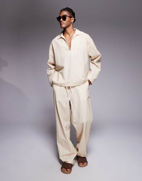 ASOS DESIGN – Beigerandigt set i oversize - view 1