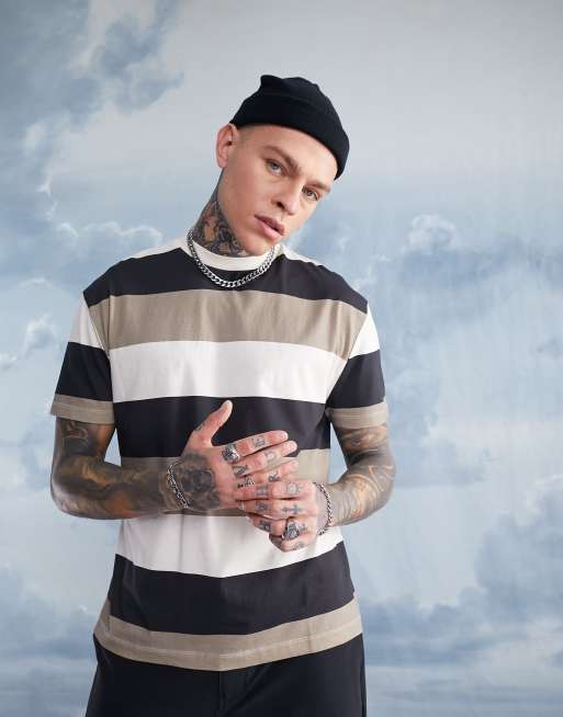 ASOS DESIGN – Beigerutig avslappnad t-shirt