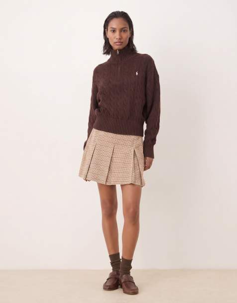 ASOS DESIGN – Beigerutig, figursydd minikjol med veck - view 1