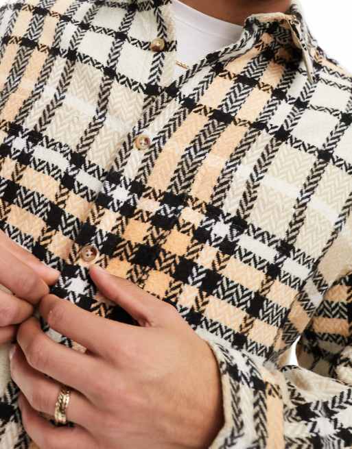 ASOS DESIGN – Beigerutig overshirt i 90-talsstil, yllemix och oversize, 2 av 4