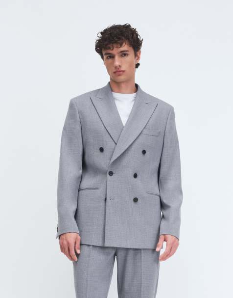 ASOS DESIGN – Błękitna tweedowa marynarka garniturowa o regularnym kroju z domieszką wełny - view 1