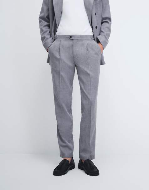 ASOS DESIGN – Błękitne spodnie garniturowe o dopasowanym kroju z tweedu z domieszką wełny - view 1