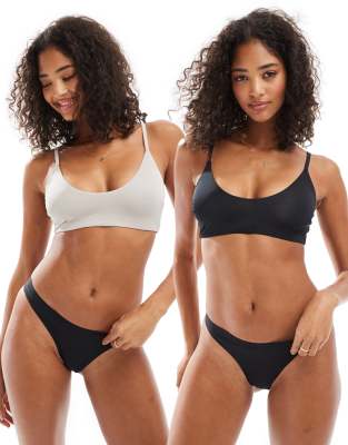 ASOS DESIGN Bella 2 pack super soft bra in black & grey