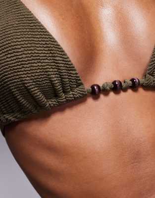 Asos Design Bella Beaded Triangle Bikini Top