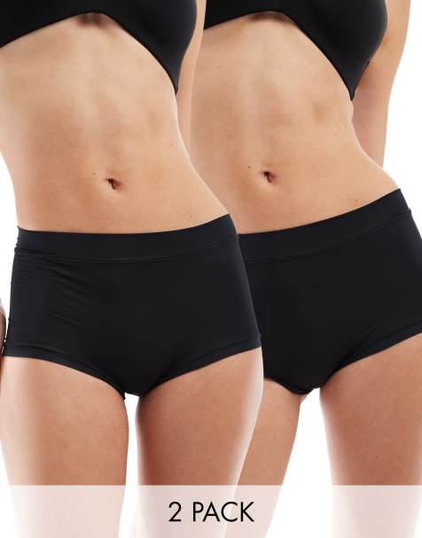 ASOS DESIGN - Bella - Lot de 2 shorties taille haute ultra doux - Noir - view 1