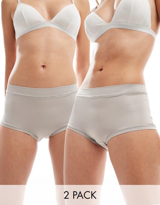 ASOS DESIGN - Bella - Set van 2 superzachte shorties met hoge taille in grijs