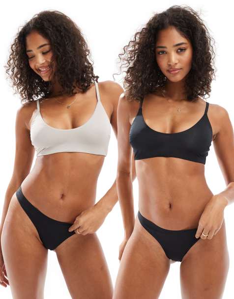 ASOS DESIGN – Bella – Svart och grå, supermjuk BH, 2-pack - view 1