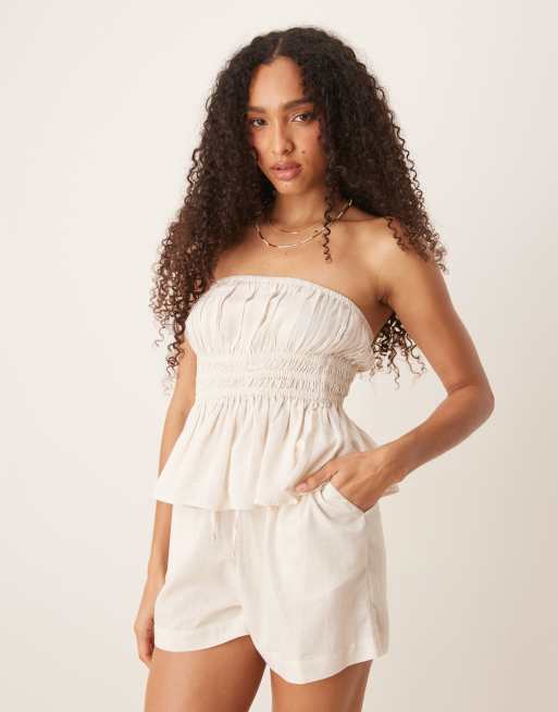 ASOS DESIGN Belle beach co ord with linen in plain