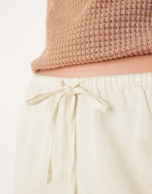 ASOS DESIGN Belle beach pants with linen in natural