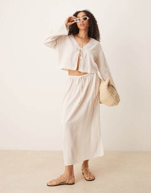 ASOS DESIGN Belle beach set with linen in plain