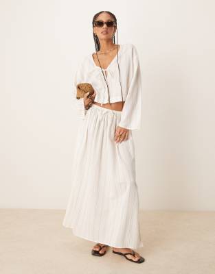 ASOS DESIGN BELLE BEACH TIE FRONT SHIRT WITH LINEN 