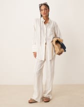 South Beach palm print camp collar beach shirt in white