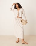 [ASOS DESIGN] ASOS DESIGN Belle linen-blend beach skirt in natural-Neutral 18 Natural