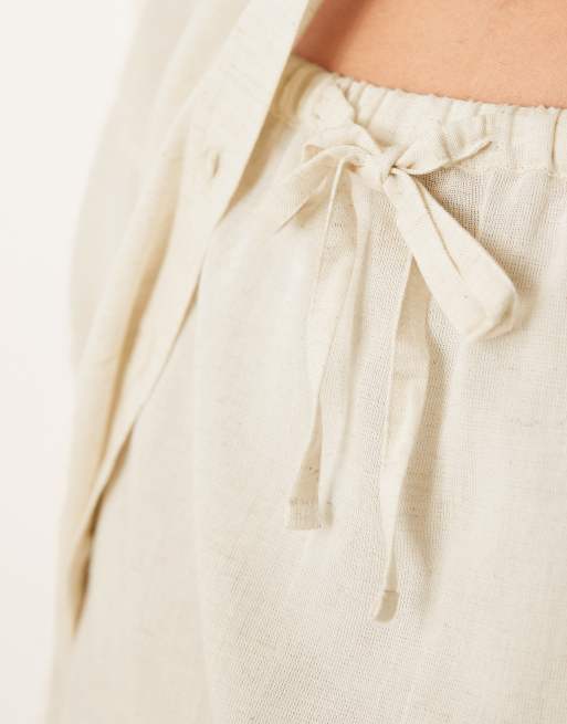 ASOS DESIGN - Belle - Naturfarvet strand-mininederdel i hørblanding, 5 af 5