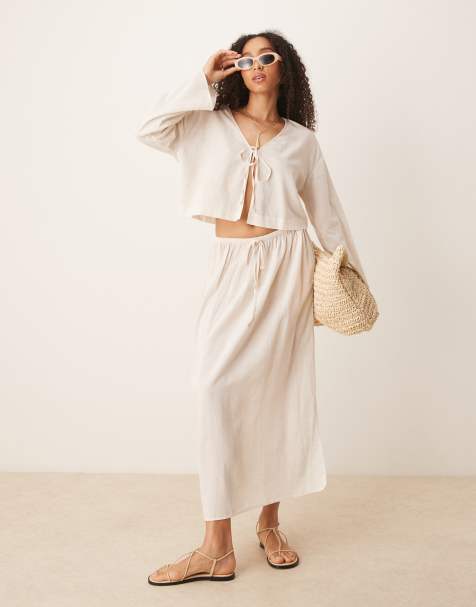ASOS DESIGN – Belle – Unifarbene Strand-Kombination mit Leinen - view 1
