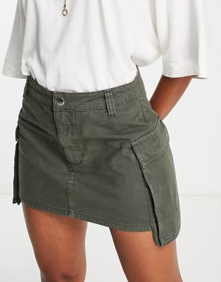 ASOS DESIGN bellow pocket mini skirt in khaki - ASOS Price Checker