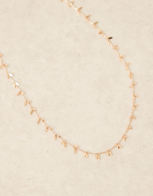 ASOS DESIGN belly chain with dainty leaf charms in gold tone, 3 of 3