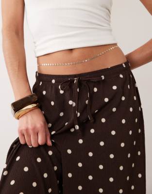 Asos Design Belly Chain With Flower Design In Gold