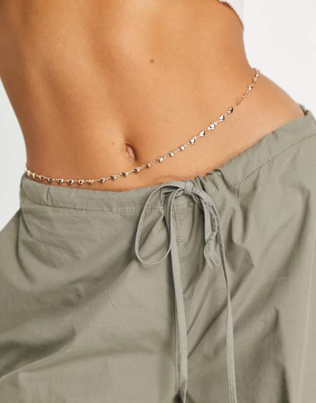 ASOS DESIGN belly chain with heart design in gold tone