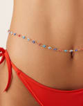 [ASOS DESIGN] ASOS DESIGN belly chain with multicolour eye details in gold tone M-L Gold